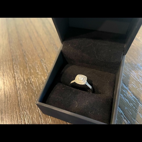 Diamond Square Halo Engagement Ring - Picture 3 of 6